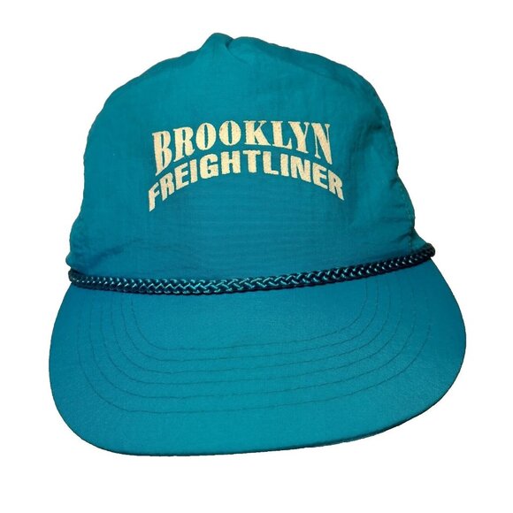 Vintage Brooklyn Freightliner Cap Hat Turquoise Blue Nylon Otto Cap Strap Back - Picture 1 of 14